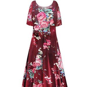 Sanctuarie Autumn Bloom Burgundy Floral Print Princess Cut Dress 4x/5x - NWT
